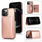 For iPhone 13 Pro Shockproof PU + TPU Protective Case with Card Slots & Holder (Rose Gold)