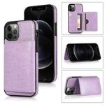 For iPhone 13 Pro Max Shockproof PU + TPU Protective Case with Card Slots & Holder (Purple)