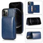 For iPhone 13 Pro Max Shockproof PU + TPU Protective Case with Card Slots & Holder (Blue)