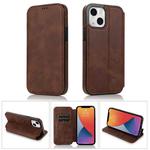 For iPhone 13 mini Strong Magnetic Closure PU + TPU Leather Case with Card Slots & Holder (Brown)