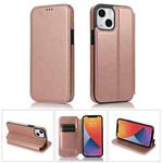 For iPhone 13 Strong Magnetic Closure PU + TPU Leather Case with Card Slots & Holder(Rose Gold)