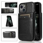 For iPhone 13 Solid Color PC + TPU Protective Case with Holder & Card Slots(Black)