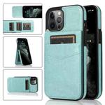 For iPhone 13 Pro Solid Color PC + TPU Protective Case with Holder & Card Slots (Green)