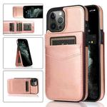 For iPhone 13 Pro Solid Color PC + TPU Protective Case with Holder & Card Slots (Rose Gold)