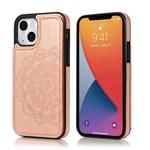 For iPhone 13 mini Double Buckle Mandala Pattern PU+TPU Protective Case with Card Slots & Holder & Photo Frame (Rose Gold)