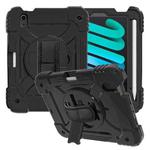 For iPad mini 6 Shockproof PC + Silicone Combination Tablet Case with Holder & Hand Strap & Shoulder Strap(Black)