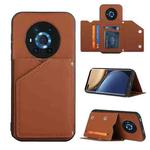 For Honor Magic3 Skin Feel PU + TPU + PC Back Cover Shockproof Case with Card Slots & Holder & Photo Frame(Brown)
