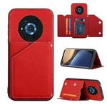 For Honor Magic3 Skin Feel PU + TPU + PC Back Cover Shockproof Case with Card Slots & Holder & Photo Frame(Red)