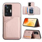 For vivo X70 Pro Skin Feel PU + TPU + PC Back Cover Shockproof Case with Card Slots & Holder & Photo Frame(Rose Gold)
