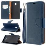 For Xiaomi Redmi  8A Litchi Texture Pure Color Horizontal Flip PU Leather Case with Holder & Card Slots & Wallet & Lanyard(Dark Blue)