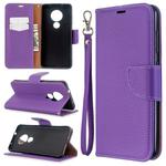 For Nokia 6.2/ 7.2 Litchi Texture Pure Color Horizontal Flip PU Leather Case with Holder & Card Slots & Wallet & Lanyard(Purple)