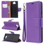 For Sony Xperia 20 Litchi Texture Pure Color Horizontal Flip PU Leather Case with Holder & Card Slots & Wallet & Lanyard(Purple)