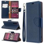 For Sony Xperia 5 / XZ5 Litchi Texture Pure Color Horizontal Flip PU Leather Case with Holder & Card Slots & Wallet & Lanyard(Dark Blue)