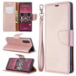 For Sony Xperia 5 / XZ5 Litchi Texture Pure Color Horizontal Flip PU Leather Case with Holder & Card Slots & Wallet & Lanyard(Rose Gold)