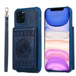 For iPhone 11 Pro Max Sunflower Embossing Pattern PU + TPU Case with Holder & Card Slots & Photo Frame & Lanyard(Blue)