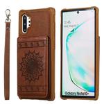 For Galaxy Note10+ Sunflower Embossing Pattern PU + TPU Case with Holder & Card Slots & Photo Frame & Lanyard(Coffee)