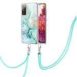 For Samsung Galaxy S20 FE 5G / 4G Electroplating Marble Pattern IMD TPU Shockproof Case with Neck Lanyard(Green 003)