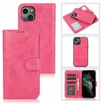 For iPhone 13 Retro 2 in 1 Detachable Magnetic Horizontal Flip TPU + PU Leather Case with Holder & Card Slots & Photo Frame & Wallet(Rose Red)