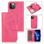 For iPhone 13 Pro Max Retro 2 in 1 Detachable Magnetic Horizontal Flip TPU + PU Leather Case with Holder & Card Slots & Photo Frame & Wallet (Rose Red)