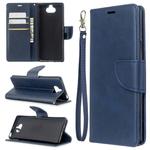 For Sony Xperia 20 Lambskin Texture Pure Color Horizontal Flip PU Leather Case with Holder & Card Slots & Wallet & Lanyard(Blue)