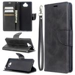 For Sony Xperia 20 Lambskin Texture Pure Color Horizontal Flip PU Leather Case with Holder & Card Slots & Wallet & Lanyard(Black)
