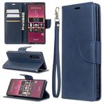 For Sony Xperia5 / XZ5 Lambskin Texture Pure Color Horizontal Flip PU Leather Case with Holder & Card Slots & Wallet & Lanyard(Blue)
