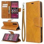 For Sony Xperia5 / XZ5 Lambskin Texture Pure Color Horizontal Flip PU Leather Case with Holder & Card Slots & Wallet & Lanyard(Yellow)