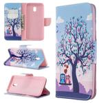 For Xiaomi Redmi 8A Colored Drawing Pattern Horizontal Flip Leather Case with Holder & Card Slots & Wallet(Two Owls)