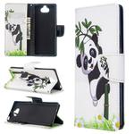 For Sony Xperia 20 Colored Drawing Pattern Horizontal Flip Leather Case with Holder & Card Slots & Wallet(Panda Bamboo)