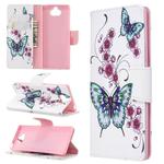 For Sony Xperia 20 Colored Drawing Pattern Horizontal Flip Leather Case with Holder & Card Slots & Wallet(Peach Blossom Butterfly)