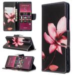 For Sony Xperia 5 / XZ5 Colored Drawing Pattern Horizontal Flip Leather Case with Holder & Card Slots & Wallet(Lotus)