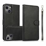For iPhone 13 mini Calf Texture 2 in 1 Detachable Magnetic Back Cover Horizontal Flip Leather Case with Holder & Card Slots & Wallet & Photo Frame (Black)