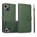 For iPhone 13 Calf Texture 2 in 1 Detachable Magnetic Back Cover Horizontal Flip Leather Case with Holder & Card Slots & Wallet & Photo Frame(Green)
