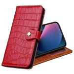 Crocodile Texture Horizontal Flip Top Layer Cowhide Leather Case with Holder & Card Slots & Wallet & Photo Frame For iPhone 13 mini(Red)