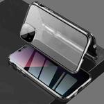 For iPhone 13 mini Four-corner Shockproof Anti-peeping Magnetic Metal Frame Double-sided Tempered Glass Case (Black)