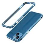 For iPhone 13 mini Aurora Series Lens Protector + Metal Frame Protective Case (Blue Silver)