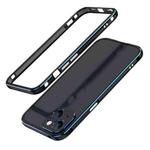 For iPhone 13 mini Aurora Series Lens Protector + Metal Frame Protective Case (Black Blue)