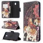For Xiaomi Redmi 8A Colored Drawing Pattern Horizontal Flip Leather Case with Holder & Card Slots & Wallet(Flower Elephant)