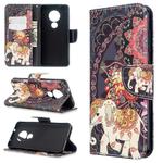 For Nokia 6.2 / 7.2 Colored Drawing Pattern Horizontal Flip Leather Case with Holder & Card Slots & Wallet(Flower Elephant)