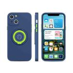 Skin Feel 2 in 1 Magnetic PC + TPU Shockproof Case with Ring Holder For iPhone 13(Dark Blue)