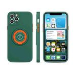 Skin Feel 2 in 1 Magnetic PC + TPU Shockproof Case with Ring Holder For iPhone 12 Pro(Dark Green)