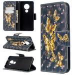 For Nokia 6.2 / 7.2 3D Colored Drawing Pattern Horizontal Flip Leather Case, with Holder & Card Slots & Wallet(Black Background Butterfly)