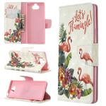 For Sony Xperia 20 3D Colored Drawing Pattern Horizontal Flip Leather Case, with Holder & Card Slots & Wallet(English Flamingo)