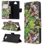 For Sony Xperia 20 3D Colored Drawing Pattern Horizontal Flip Leather Case, with Holder & Card Slots & Wallet(Green Butterfly)