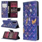For Sony Xperia 5 / XZ5 3D Colored Drawing Pattern Horizontal Flip Leather Case, with Holder & Card Slots & Wallet(Purple Butterfly)