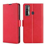 For Tecno Camon 17 Ultra-thin Voltage Side Buckle PU + TPU Horizontal Flip Leather Case with Holder & Card Slot(Red)