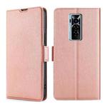 For Tecno Phantom X Ultra-thin Voltage Side Buckle PU + TPU Horizontal Flip Leather Case with Holder & Card Slot(Rose Gold)