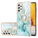For Samsung Galaxy A72 5G / 4G Electroplating Marble Pattern IMD TPU Shockproof Case with Ring Holder(Green 003)