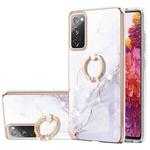 For Samsung Galaxy S20 FE  5G / 4G Electroplating Marble Pattern IMD TPU Shockproof Case with Ring Holder(White 006)