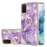 For Samsung Galaxy S20+ Electroplating Marble Pattern IMD TPU Shockproof Case with Ring Holder(Purple 002)